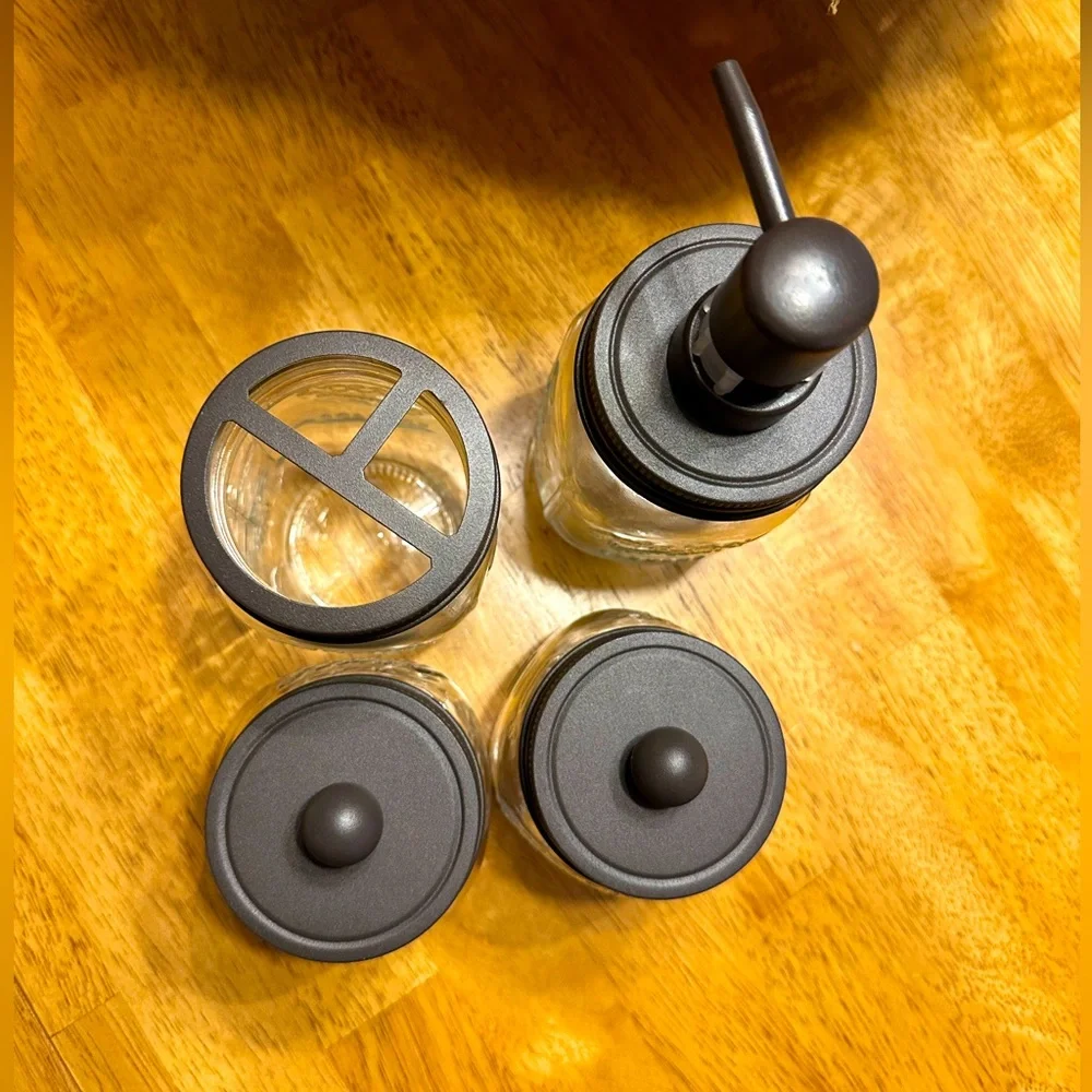 Mason jar bathroom set 4 piece glass jars